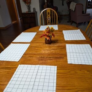 Elegant White And Gray Checkered Placemats Set Of 6